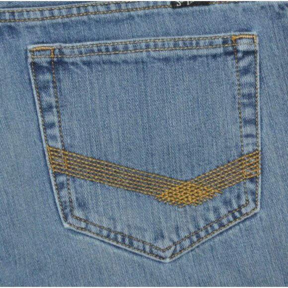 Southern Stitch Ladies Straight Leg Embroidered Denim Blue Jeans Size 33 33R - Picture 6 of 12